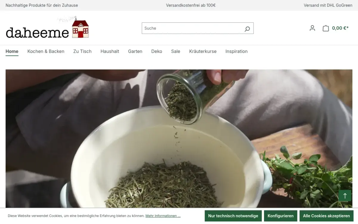 Screenshot der Website daheeme