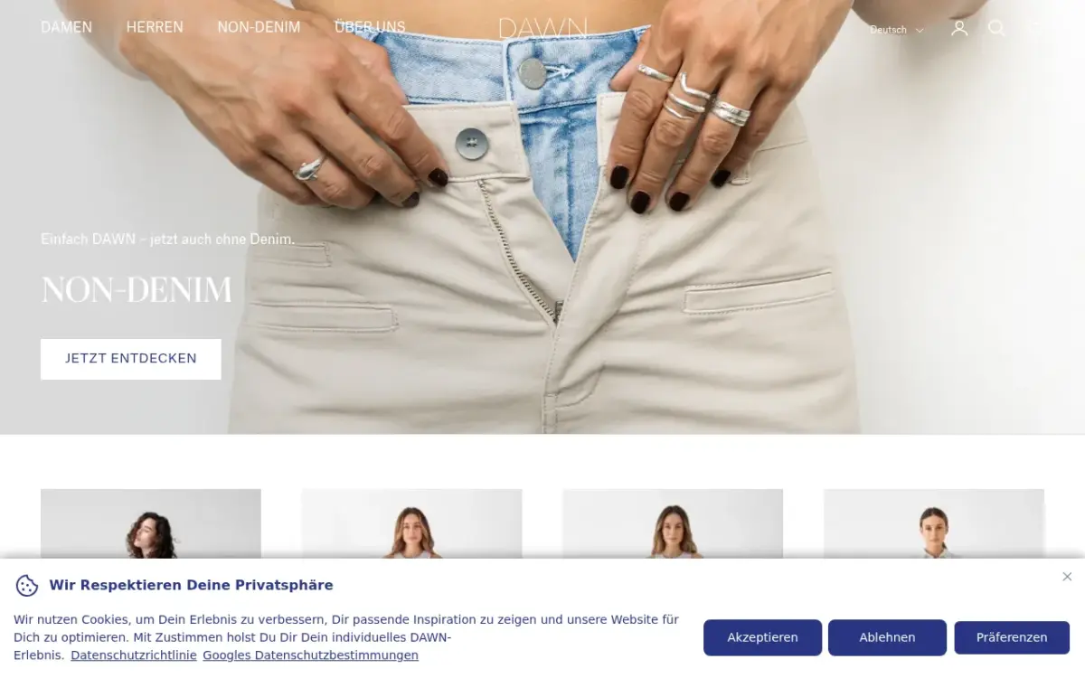 Screenshot der Website DAWN