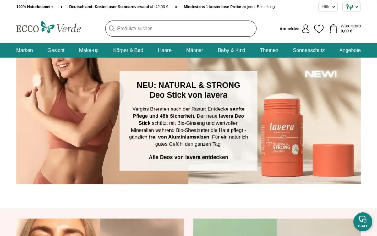 Screenshot der Website Ecco Verde