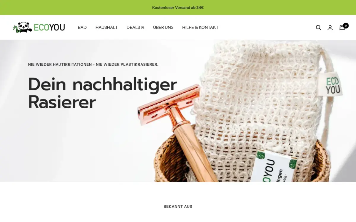 Screenshot der Website Ecoyou