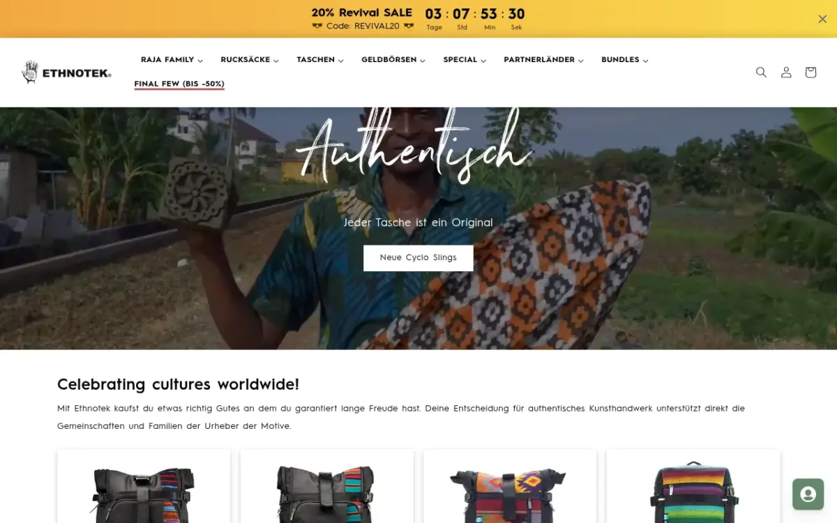 Screenshot der Website Ethnotek