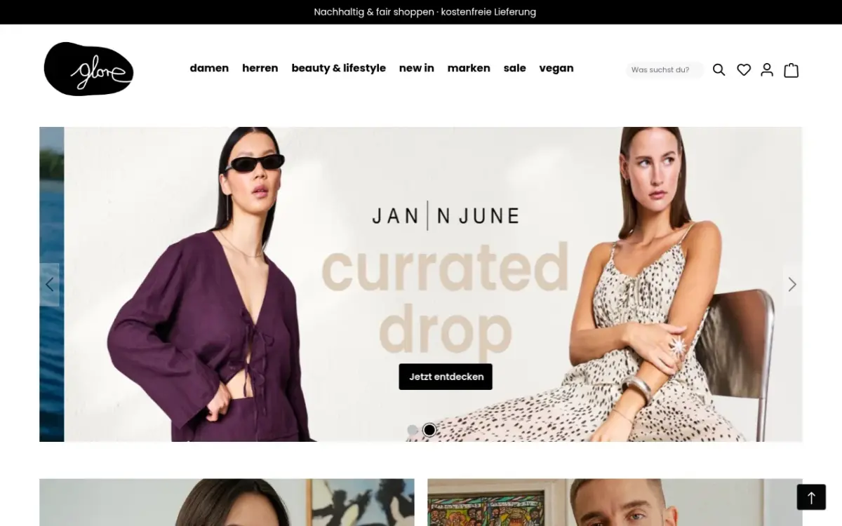 Screenshot der Website Glore