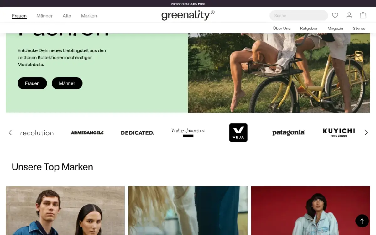 Screenshot der Website Greenality