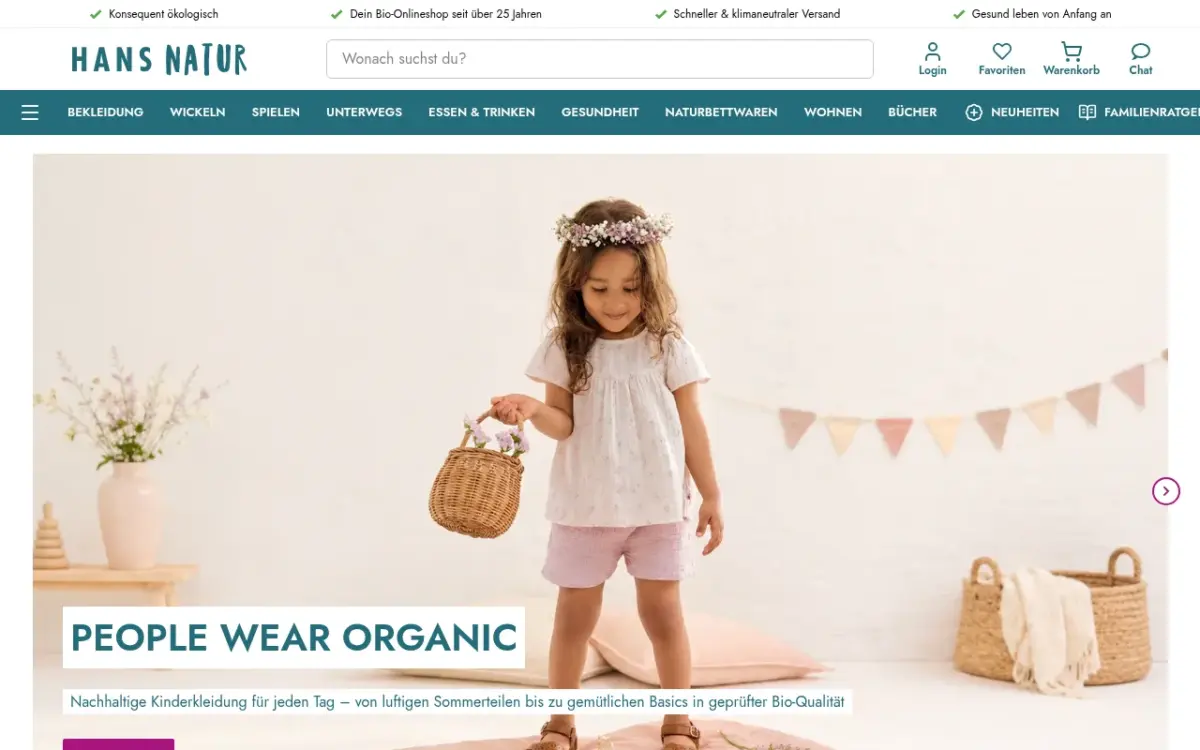 Screenshot der Website Hans Natur