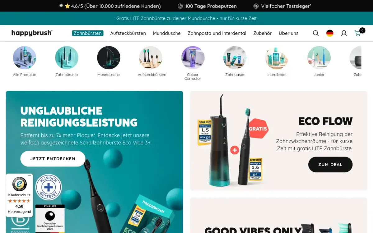 Screenshot der Website Happy Brush