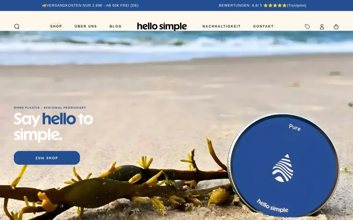 Screenshot der Website hello simple