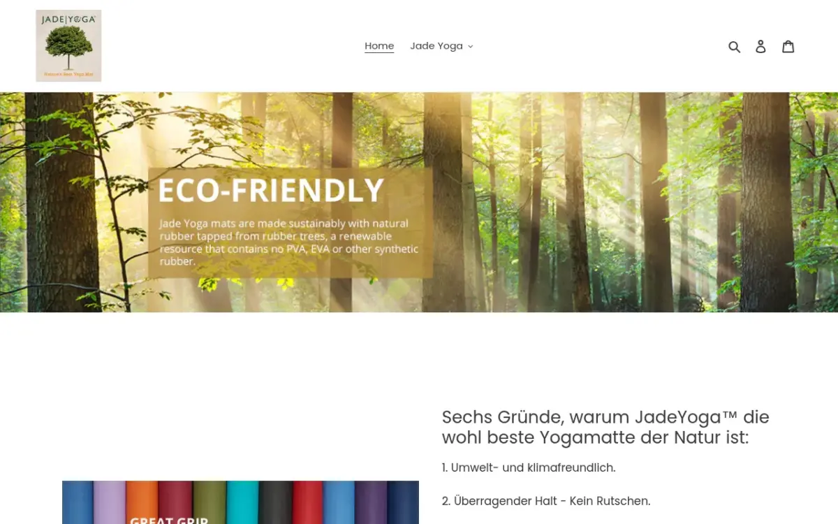 Screenshot der Website Jade Yoga