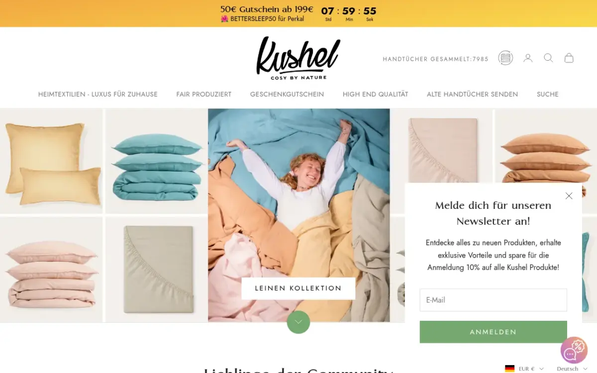 Screenshot der Website Kushel