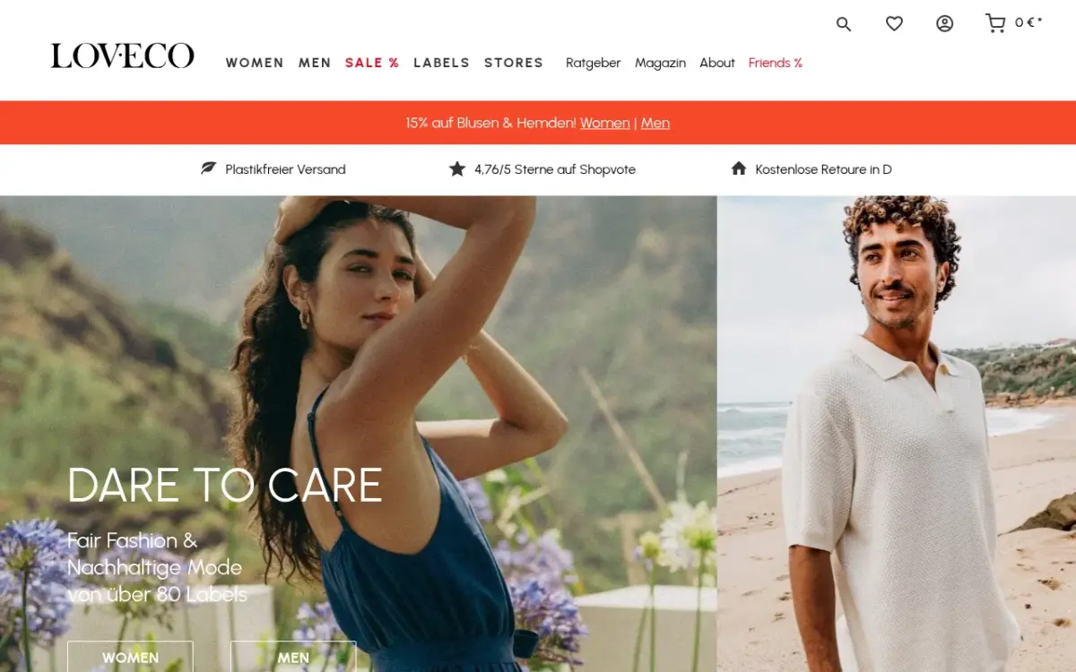 Screenshot der Website Loveco