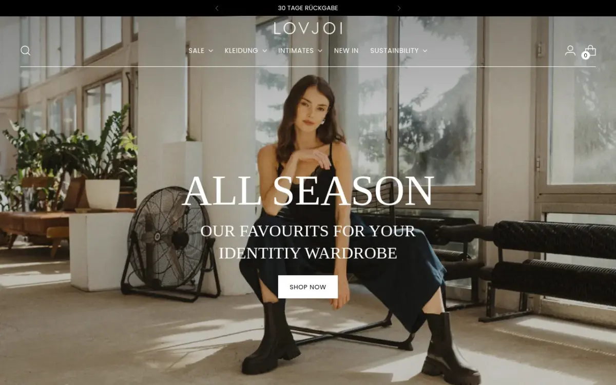 Screenshot der Website Lovjoi