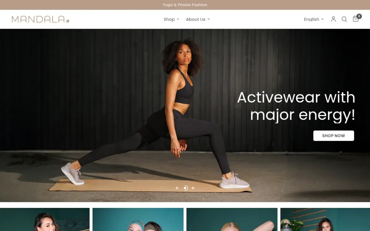 Screenshot der Website Mandala Yoga