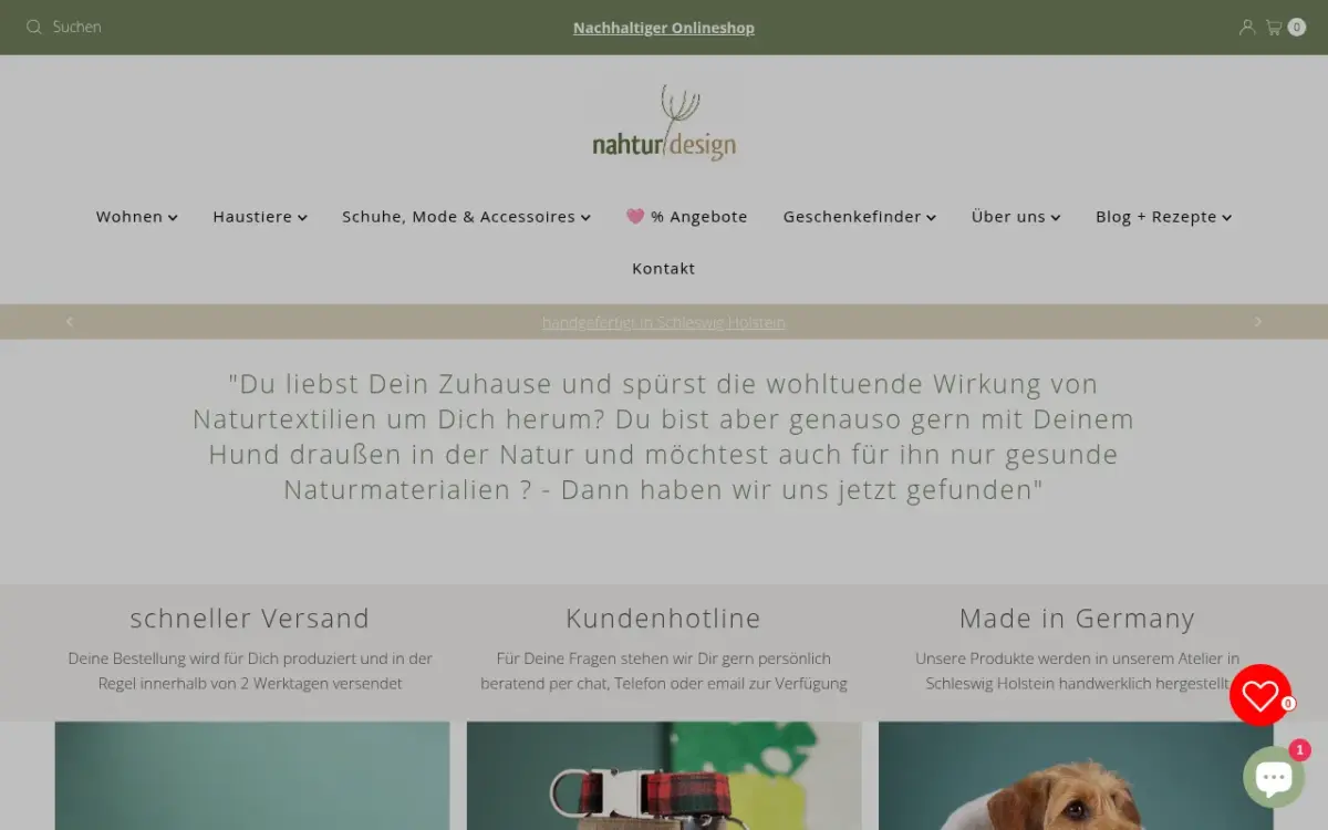 Screenshot der Website Nahtur Design
