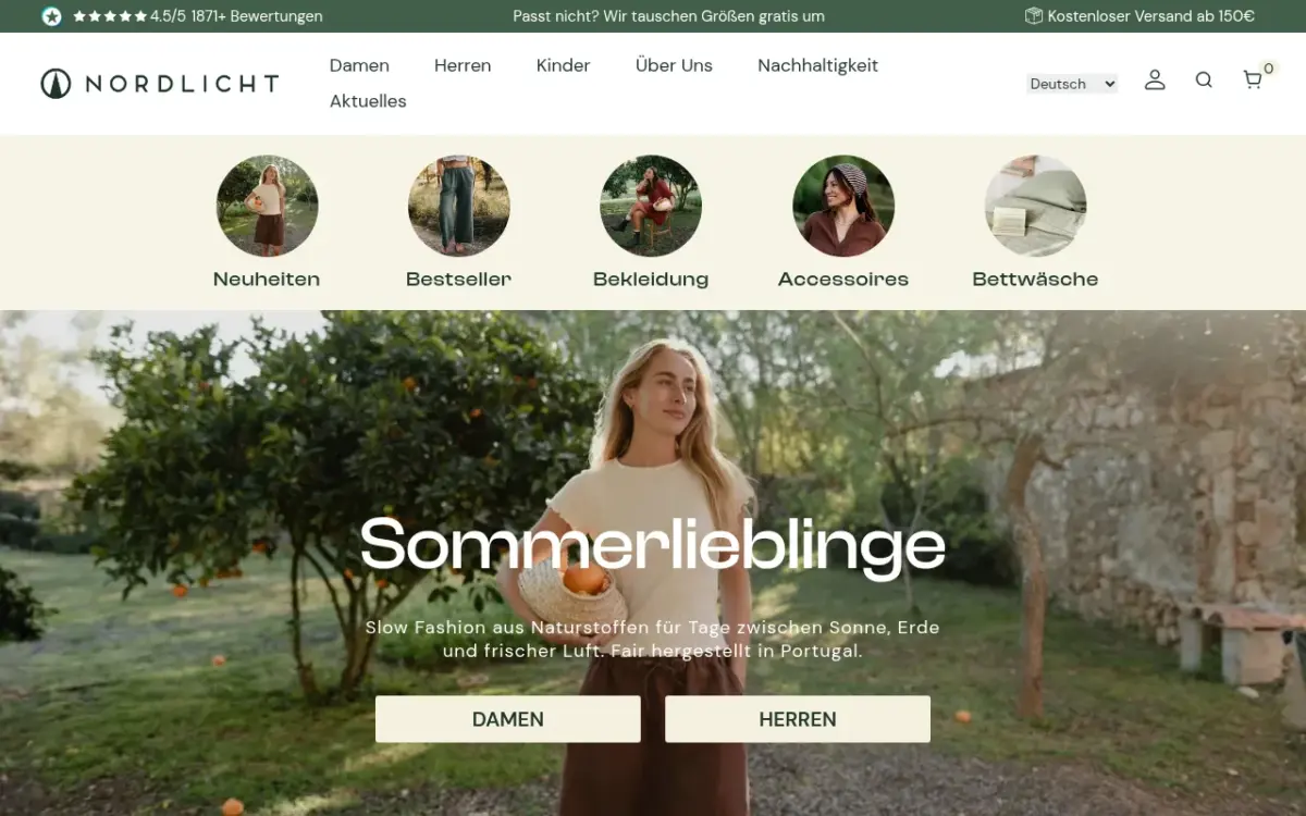 Screenshot der Website NORDLICHT