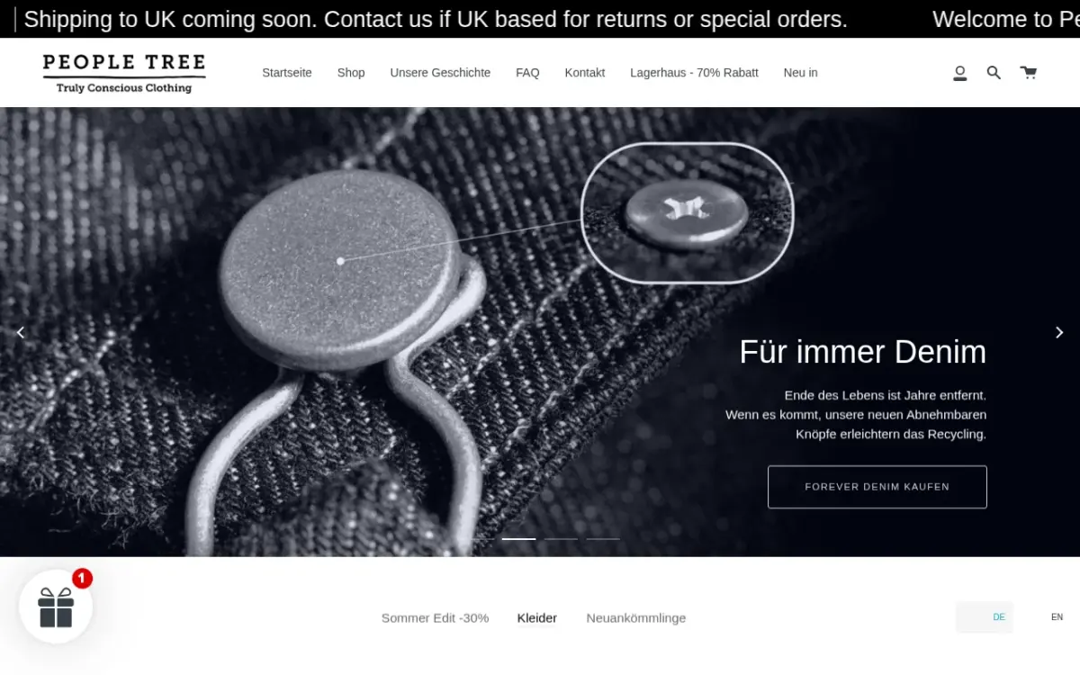 Screenshot der Website People Tree