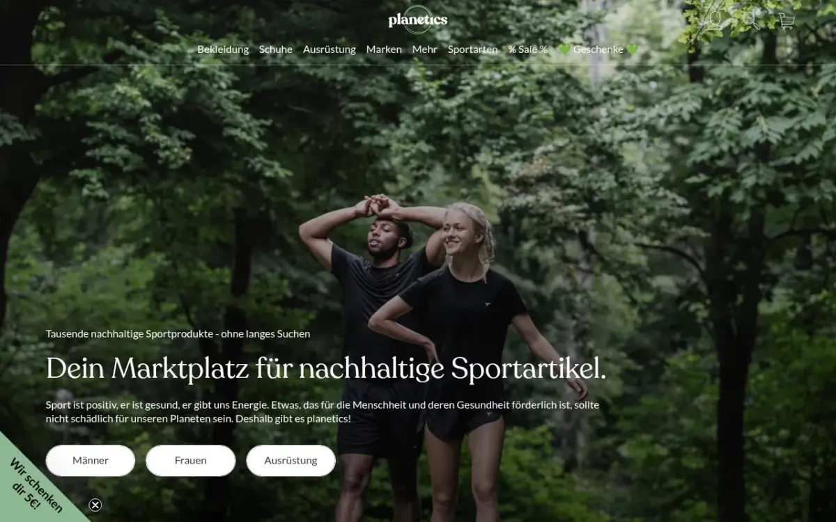 Screenshot der Website Planetics
