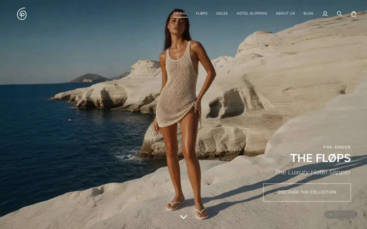 Screenshot der Website Primal Soles