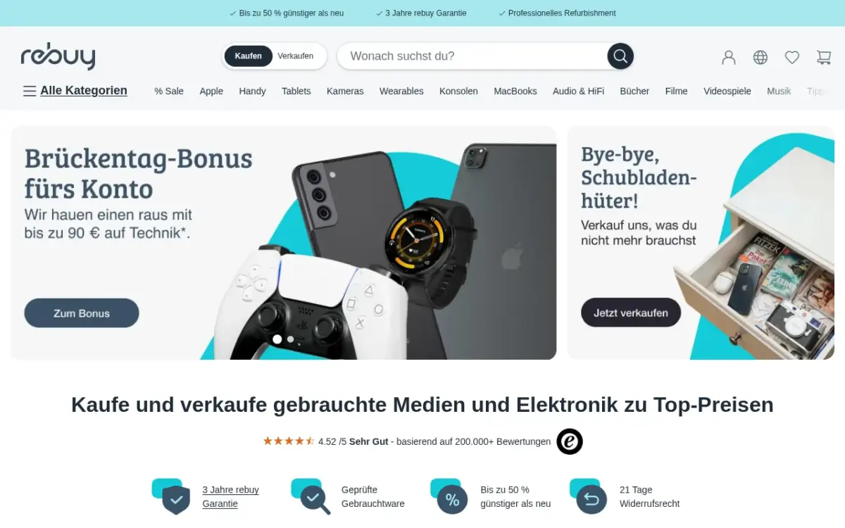 Screenshot der Website Rebuy