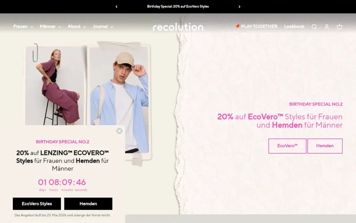 Screenshot der Website recolution