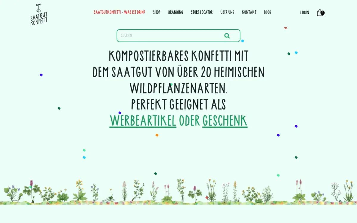 Screenshot der Website saatgutkonfetti