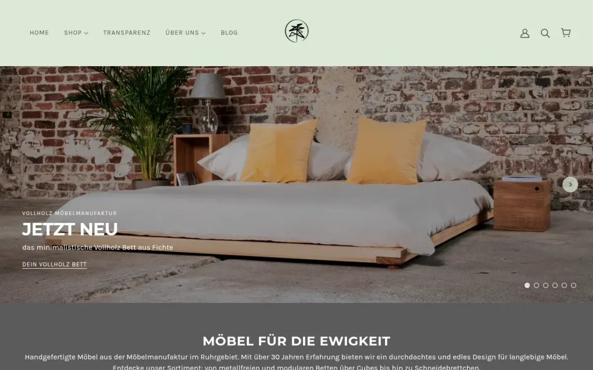 Screenshot der Website Vollholz