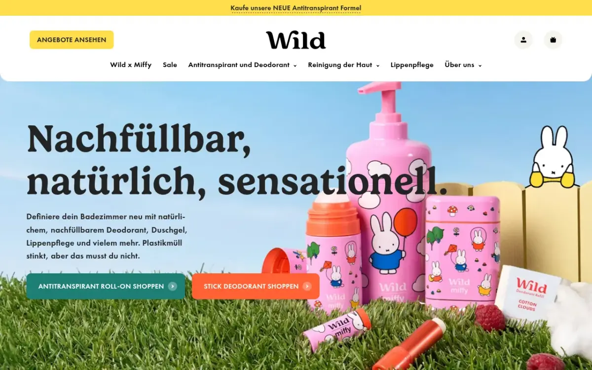 Screenshot der Website WILD Deos