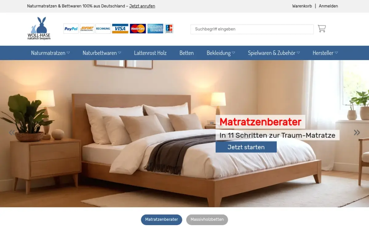Screenshot der Website Woll Hase
